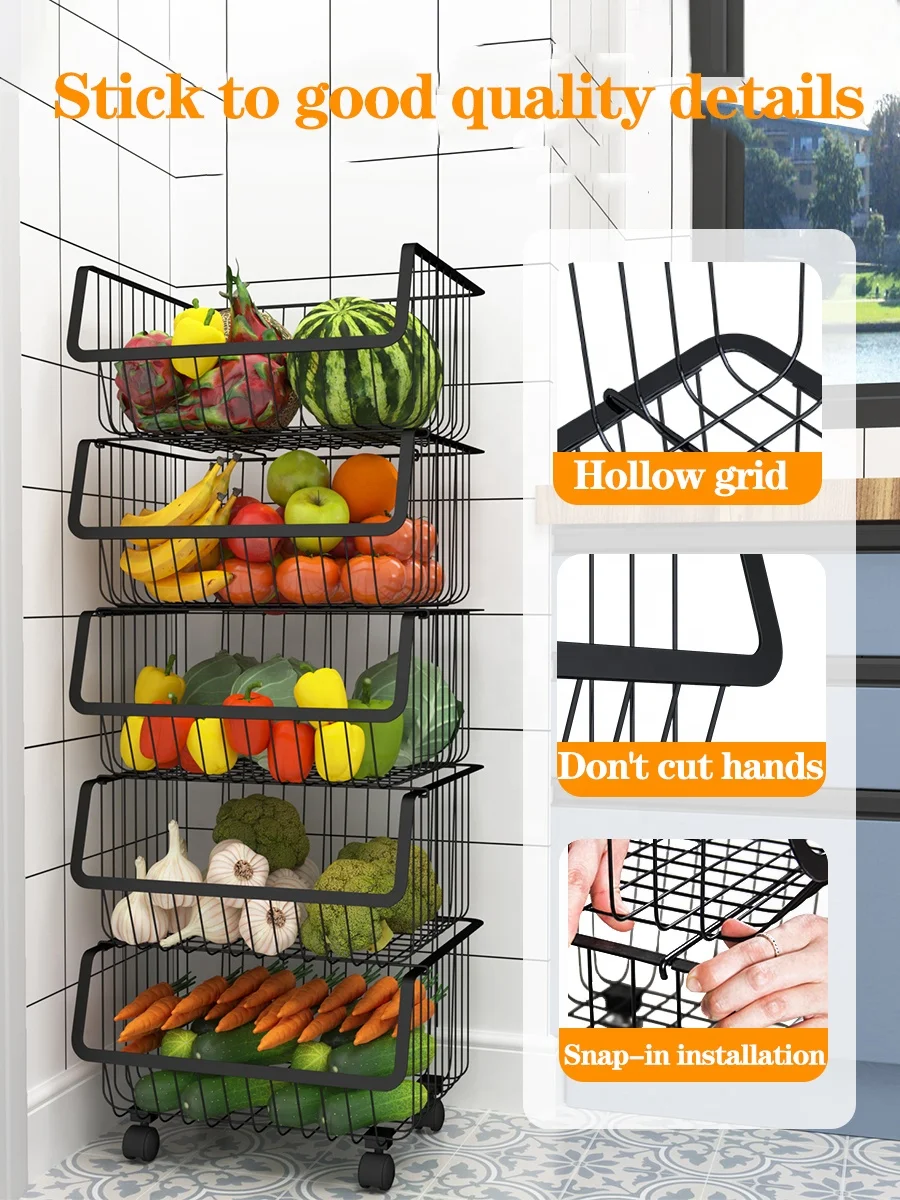 Kitchen storage  shelf 1/2/3/4/5 layers vegetable or fruit storage rack