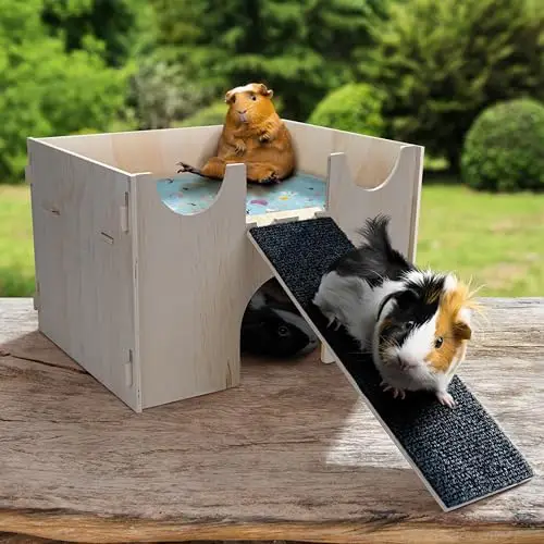 Large Guinea Pig Wooden Hideout Guinea Pig Bedding waterproof Pee pad Untreated Wood Guinea Pig House