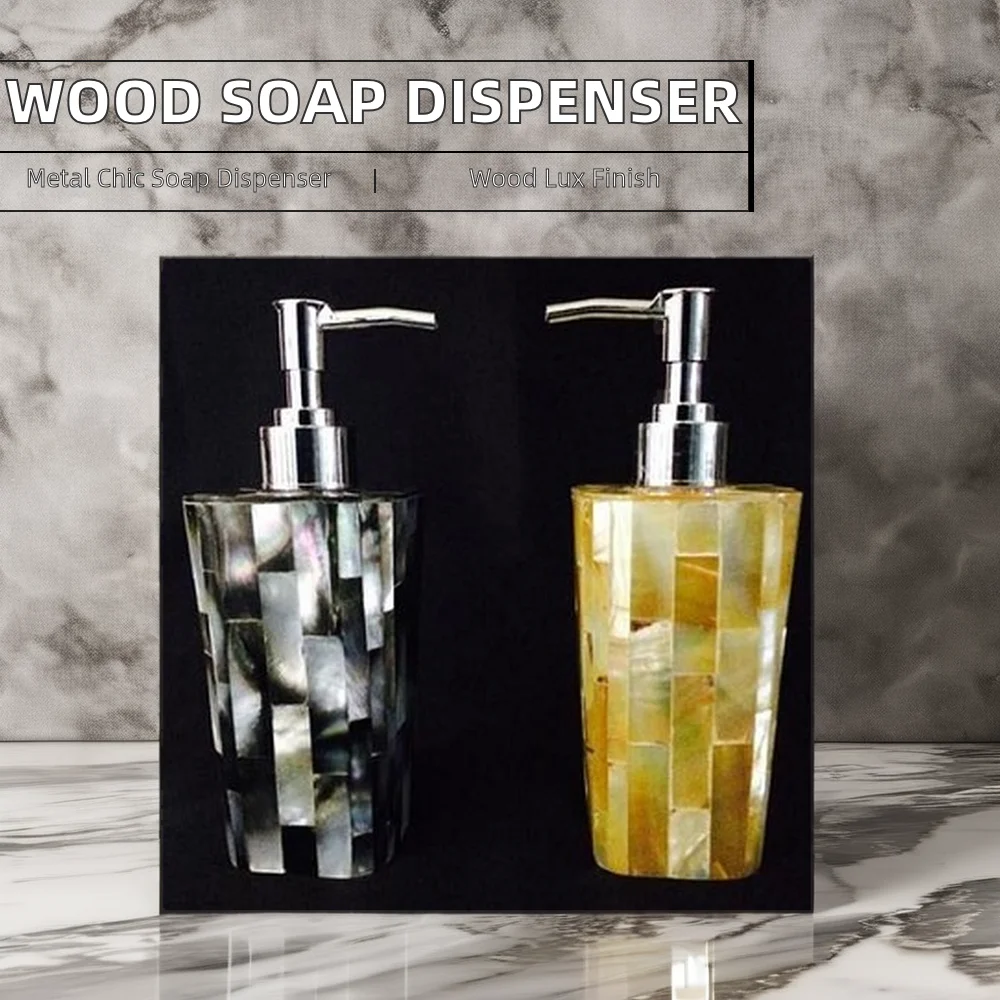 Luxury Wall-Mounted Hand Soap Dispenser Manual Metal and Wooden Liquid Soap Dispenser with Foam Feature
