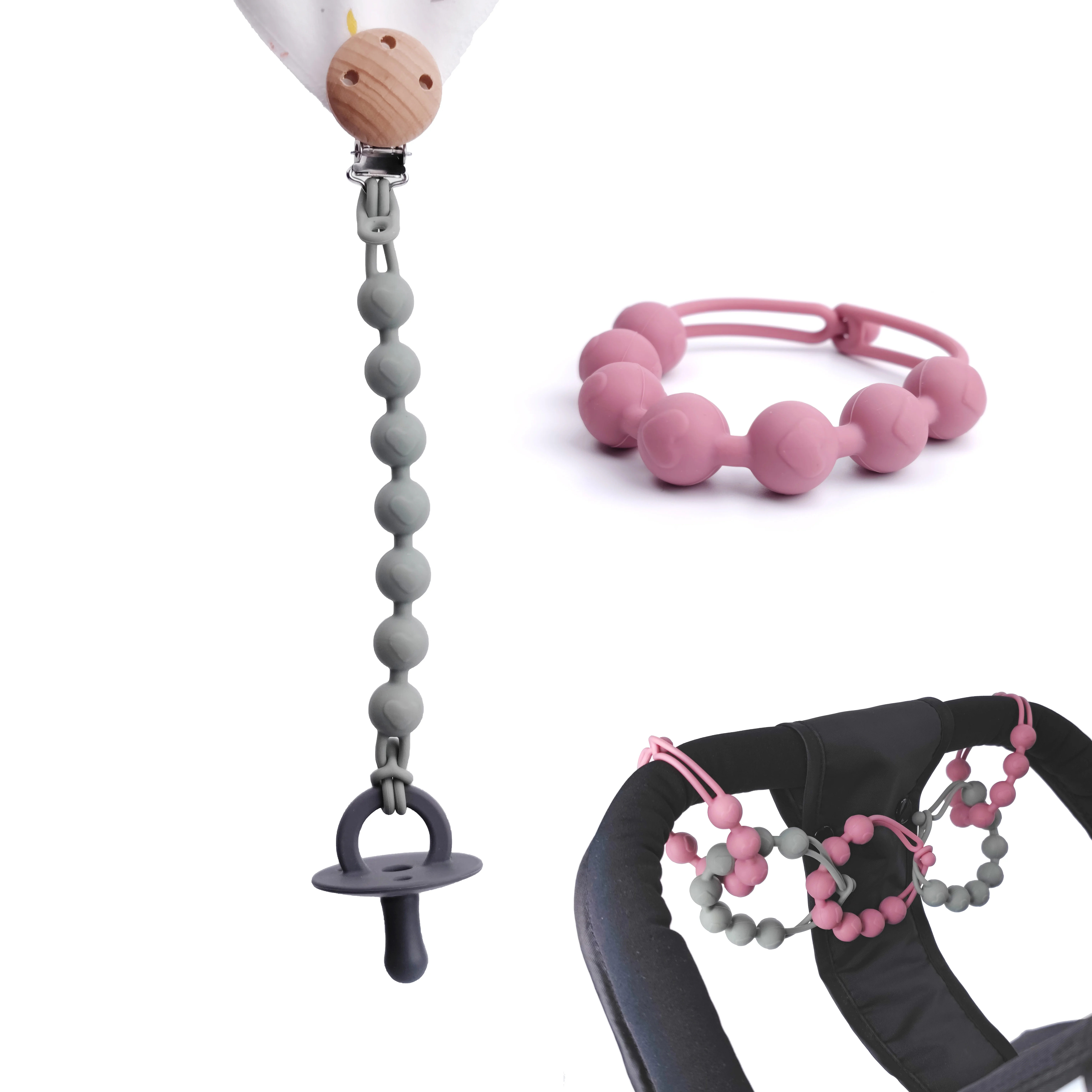 2024 Baby Hot New Products Love Baby Silicone Loss Prevention Chain Silicone Fall Prevention Baby Toy Chain silicone chain