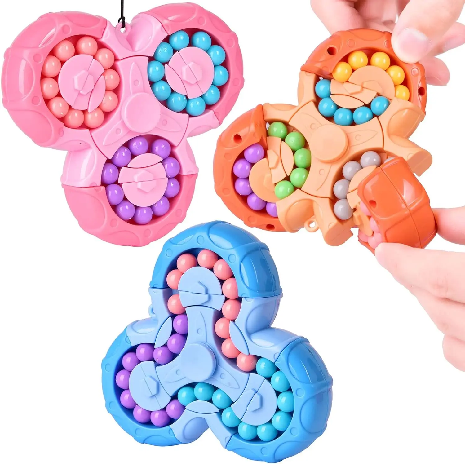 2024 hot Magic Bean Rotating Brain Teaser Finger Puzzle Toy Handheld Spinner Stress Anxiety Relief Ball Game For Adults and Kids