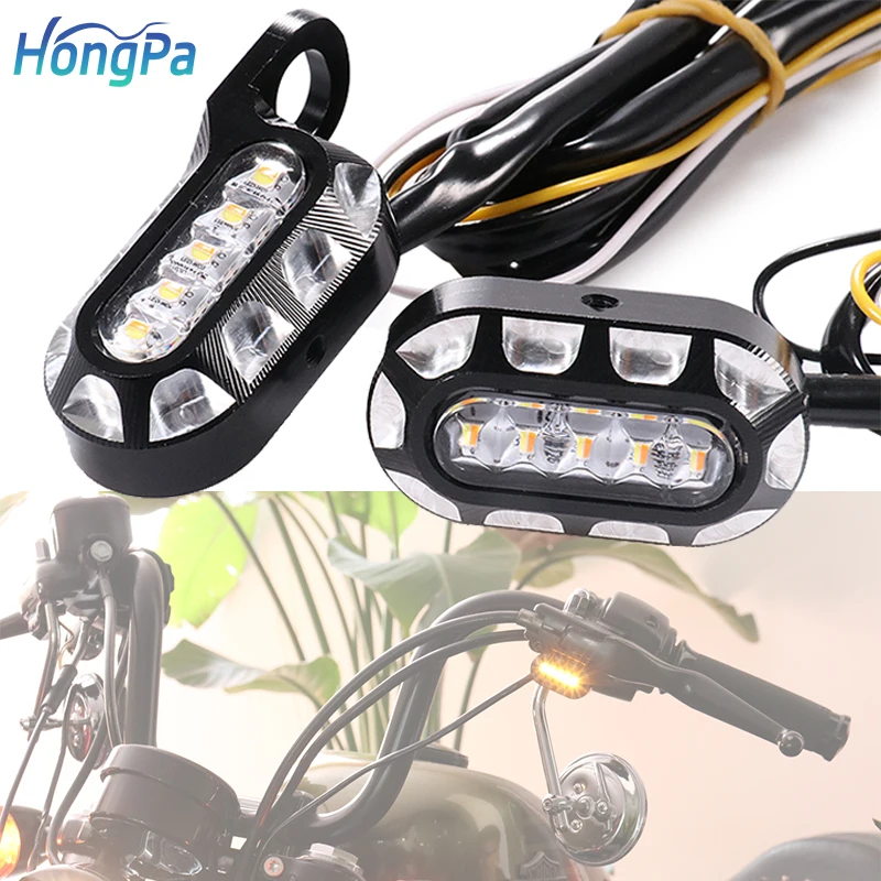 Motorcycle Aluminum Turn Signal Light Handlebar Blinker Indicator Lamp LED Turn Lights For Harley Davidson Iron 883