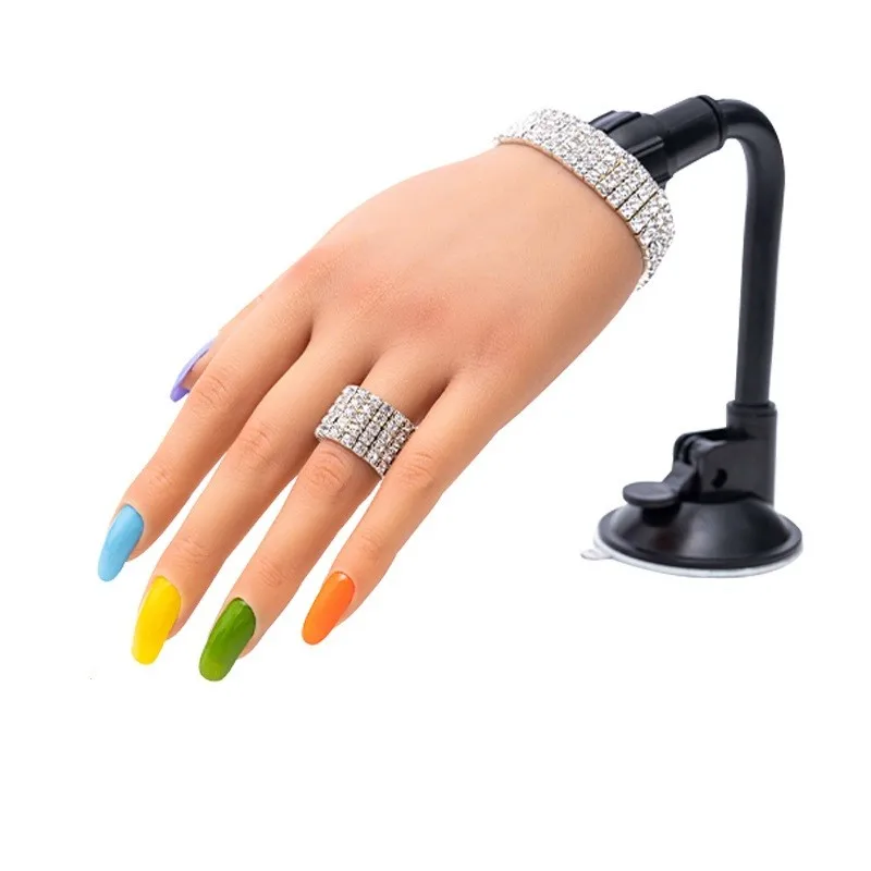 Female Silicone Nail Practice Hands For Nails Training Hand Model With Movable Stand Nail Art Accessories Finger Hand
