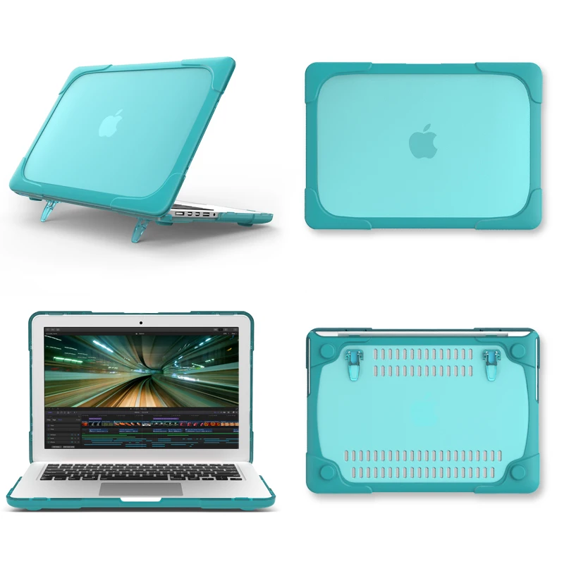 Hot popular fold stand soft TPU bumper frosted clear PC rugged A1502  A1425 laptop case for Apple MacBook Pro Retina 13.3 inch