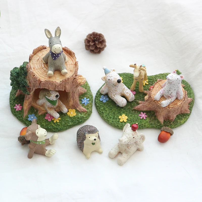2021 new mixed 15 kinds of Miniature Animals Miniature fairy tale garden decoration Resin Animals model