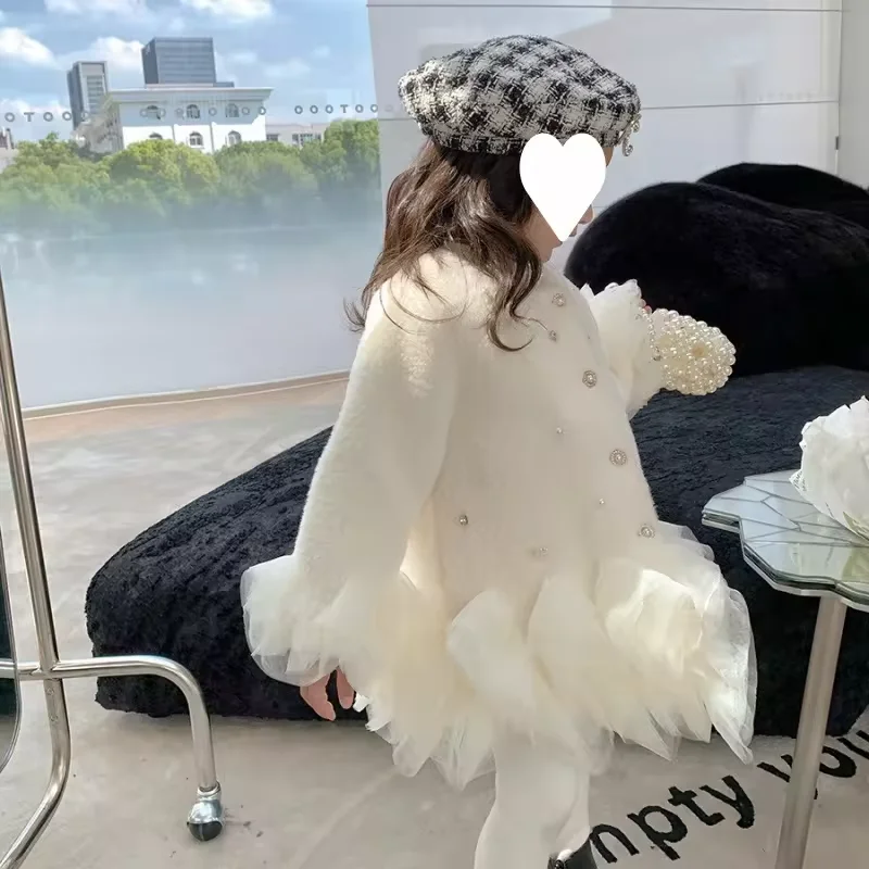Girls Leather Coat Winter Medium Long Baby Winter New Children Mink Fur Thickened Kids Coat