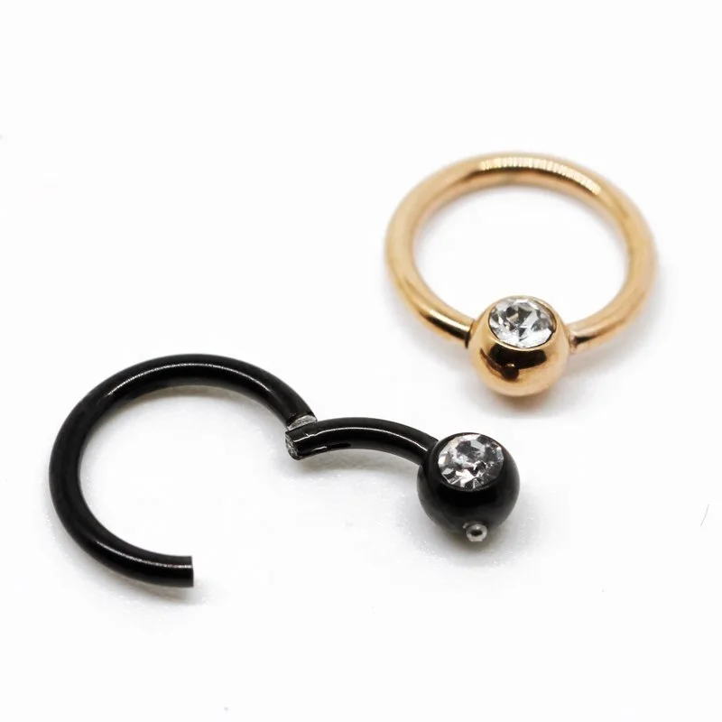 Высокое качество изделия из стали ювелирные изделия кристалл драгоценный камень clicker сегмент кольцо пирсинг