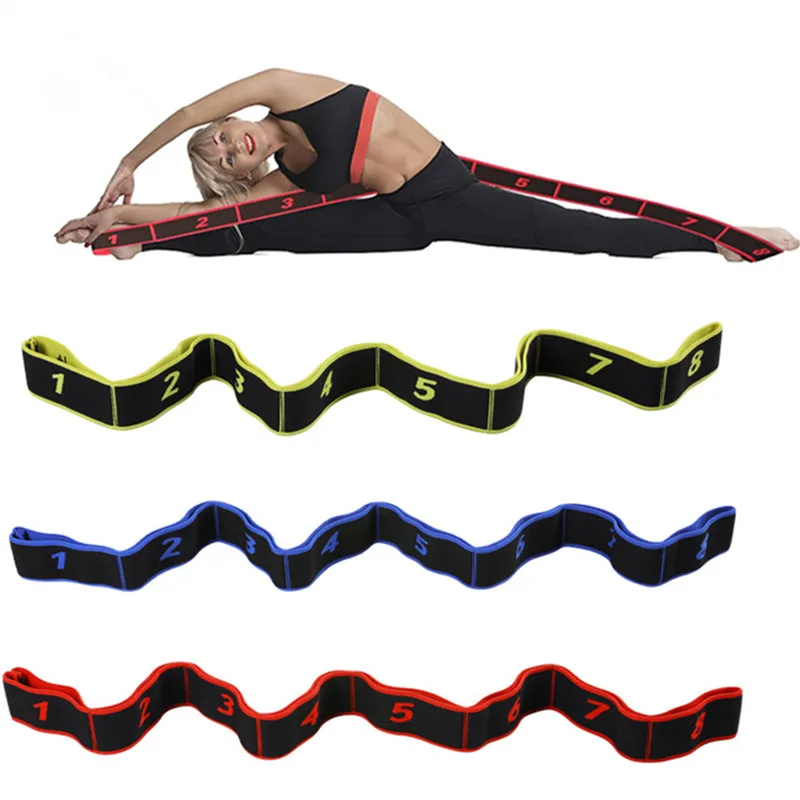 Drop Shipping Portable Polyester Numbers Segment Elastic Resistance Tension Sport Stretching Ribbon Yoga Pilates Belt Pull Strap