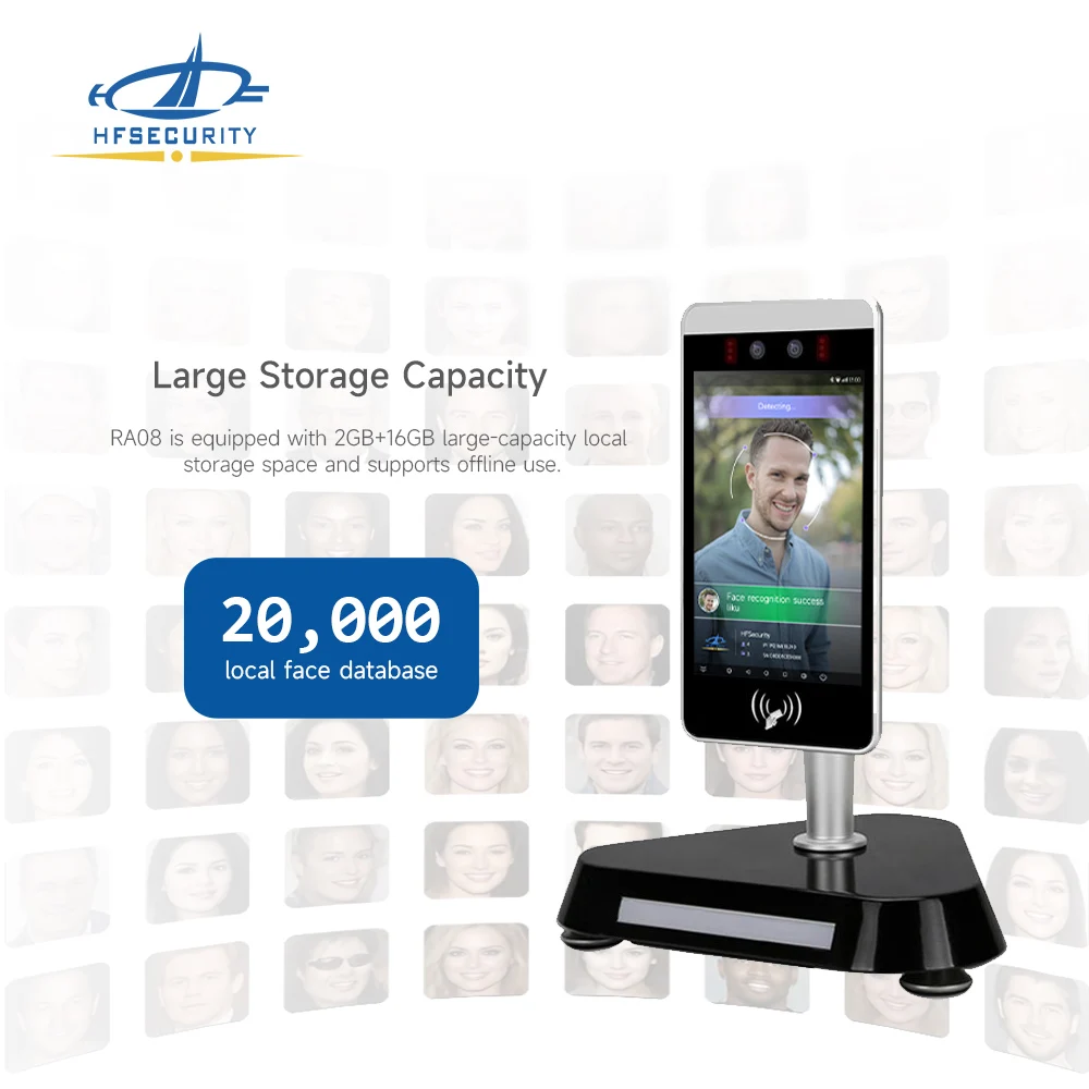 HFSecurity RA08 IP64 Biometric Time Attendance Face Recongnitino Camera Android Access Control Products with Free SDK Software