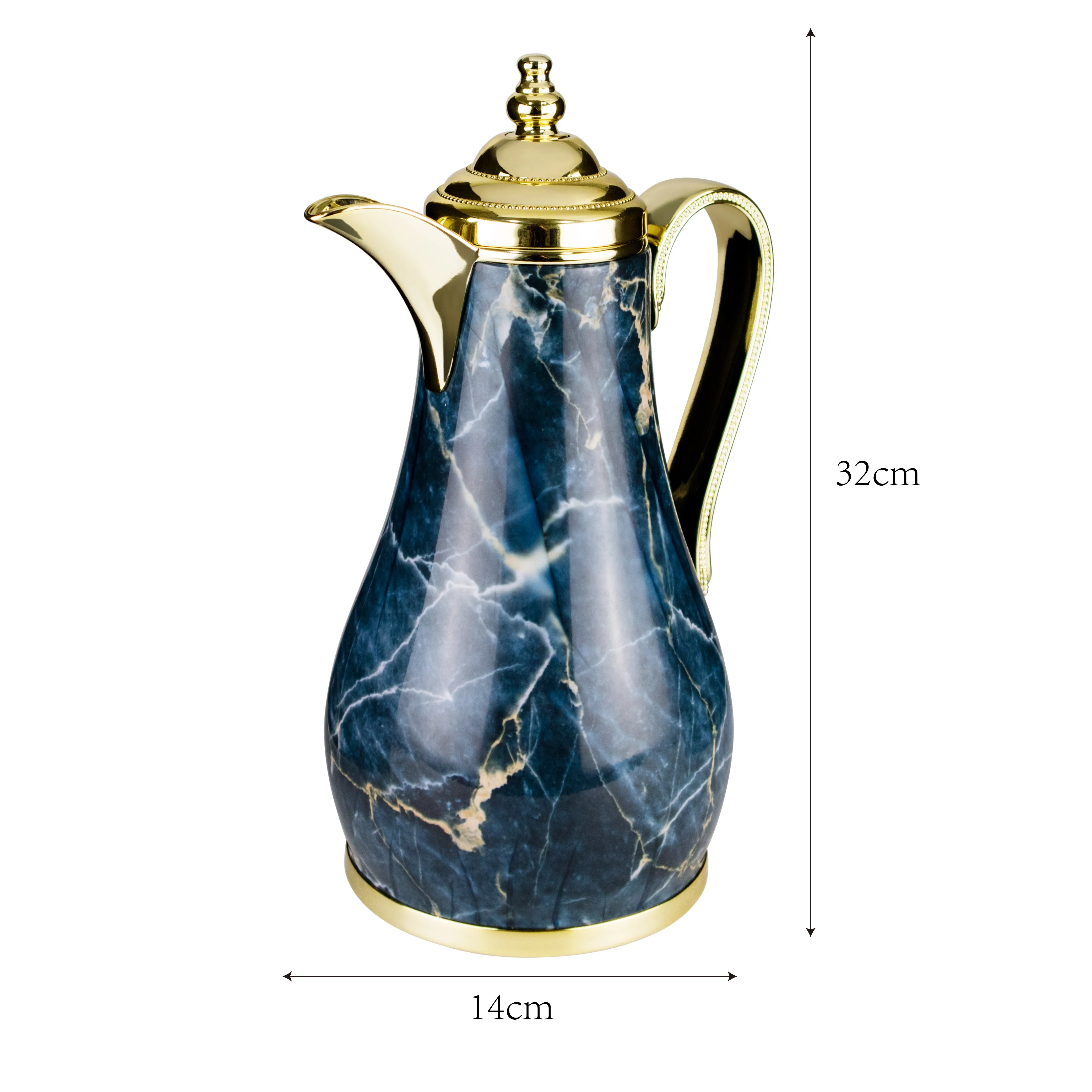 Middle east arabic turkish Luxury 1000ml arabe coffee tea thermos pots dallah glass flask thermos vaccum jug