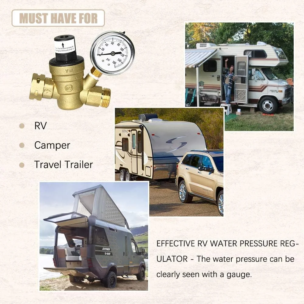 Tmok Lead-free 16Bar DN20 3/4 inch NH Threaded Brass Pressure Reducing Valve Regulator for Potable Water Camper