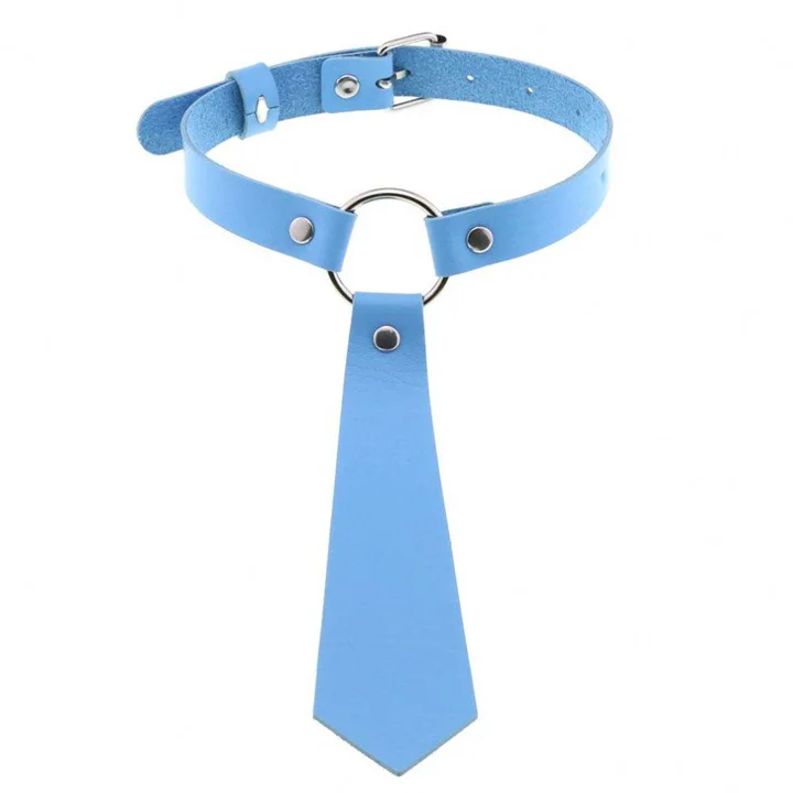 New Style Personalized Fashion PU Leather Collar Tie Ring Collar Punk Bow Tie Choker Necklace