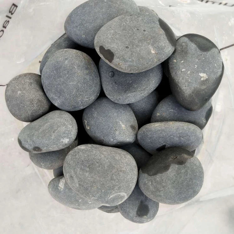 Высококачественная Черная потертая галька для украшения сада