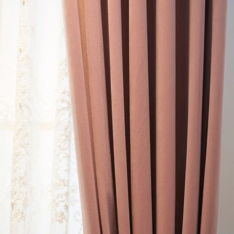 2021 Modern curtain princess style velvet European-style solid color shading high-end finished designs curtain for bedroom