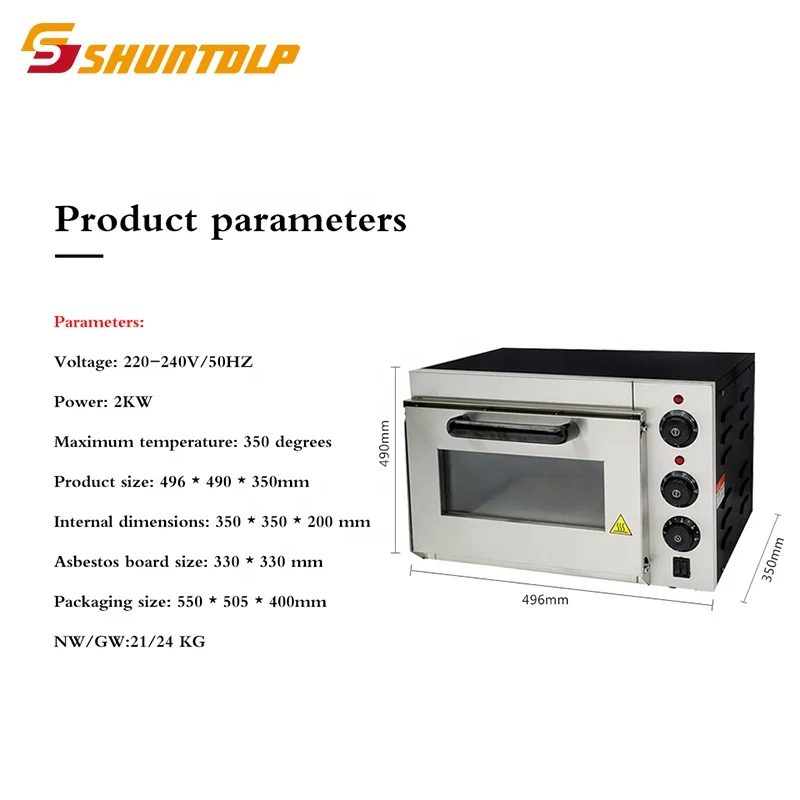 Electric Mini European Bread Oven with Baking Stone for Home Bakery and Commercial Restaurants 350 degree Small deck oven