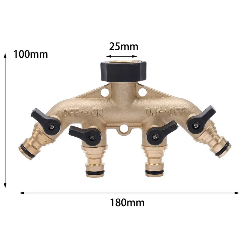 Factory Direct Wholesale OEM Watering garden supplies Heavy Duty 4 Way Brass Hose Splitter