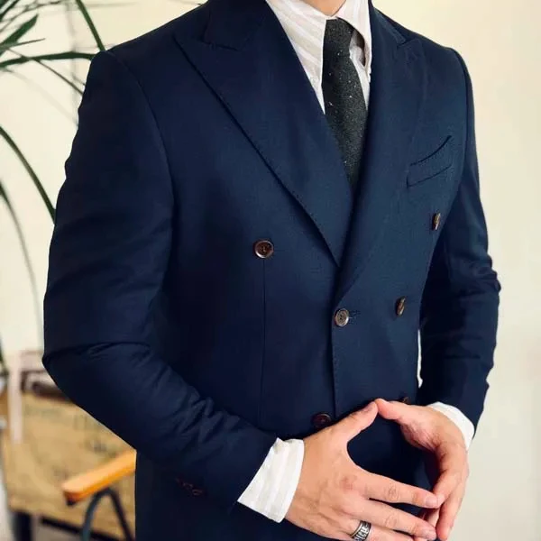 Italian high-end double-breasted suit for men British business casual slim-fit suit jacket and trousers Custom style