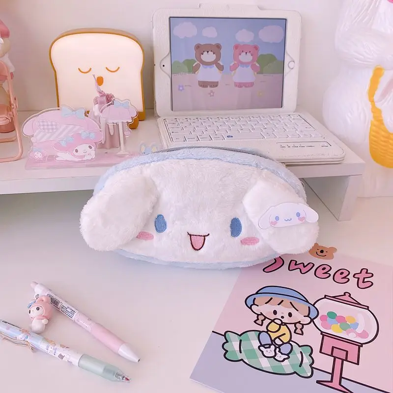 Large Capacity Cinnamoroll My Melody Kuromi Plush PP Filled Cartoon Pencil Case Anime Cosmetic Storage Bag Students Star Type