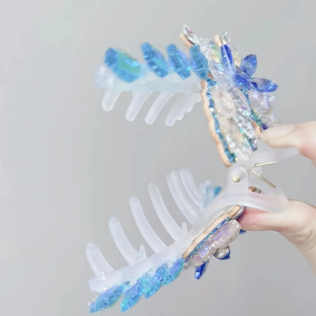 New Korean Women Hair Claw Hair Clip Flower Rhinestone Large Grab High-end Luxury Headwear Hair Accessories