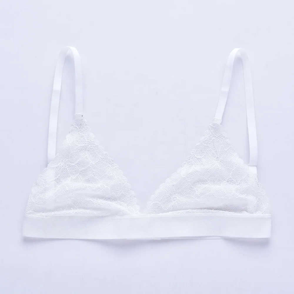 Super Light laser Cut Scallop Women Bralette Floral Corad Mesh Fusion Lace Bra