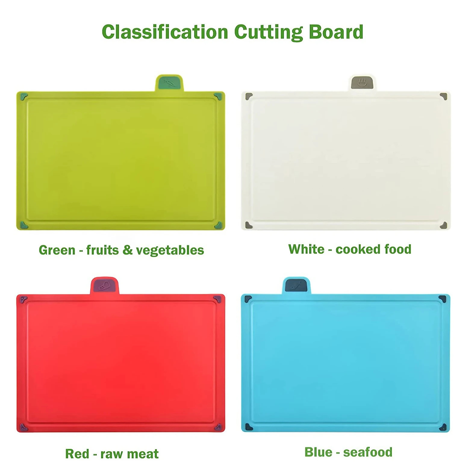 Kitchen Cutting Board Set with Index Color Coded Food Icon Plastic Cutting Board Eco Friendly Chopping Board Kitchen Accessories