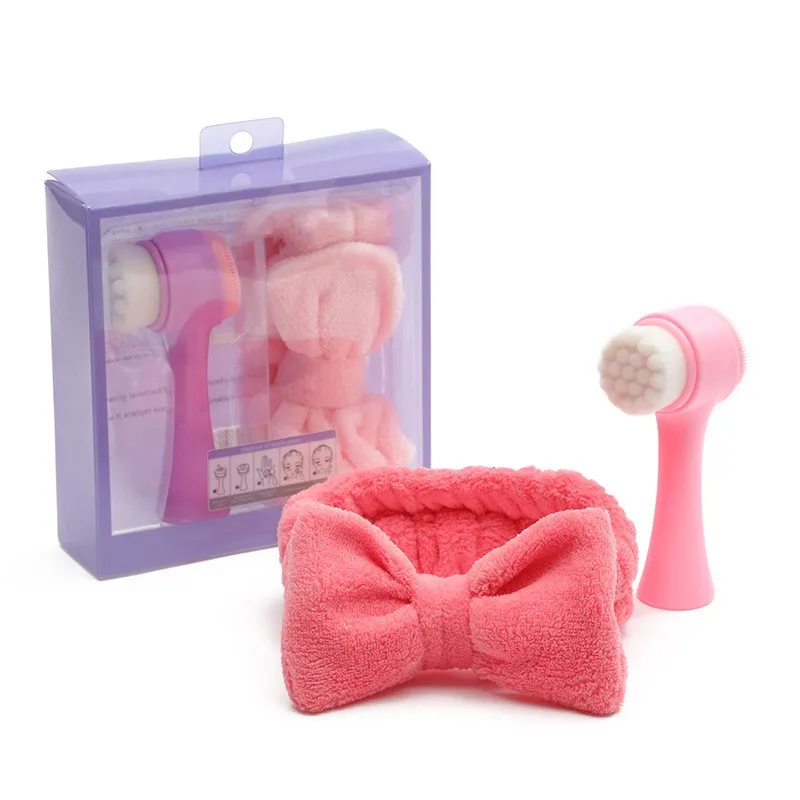 HOT Cute coral velvet hairband solid color wash brush sports headgear makeup hairband wash set