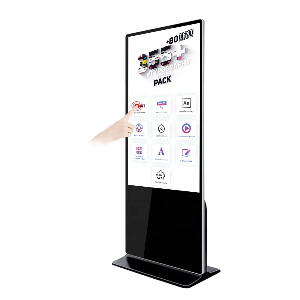 Totem touch screen display kiosk 1920*1080 led 32 43 55 65 inch floor standing lcd advertisement advertising player