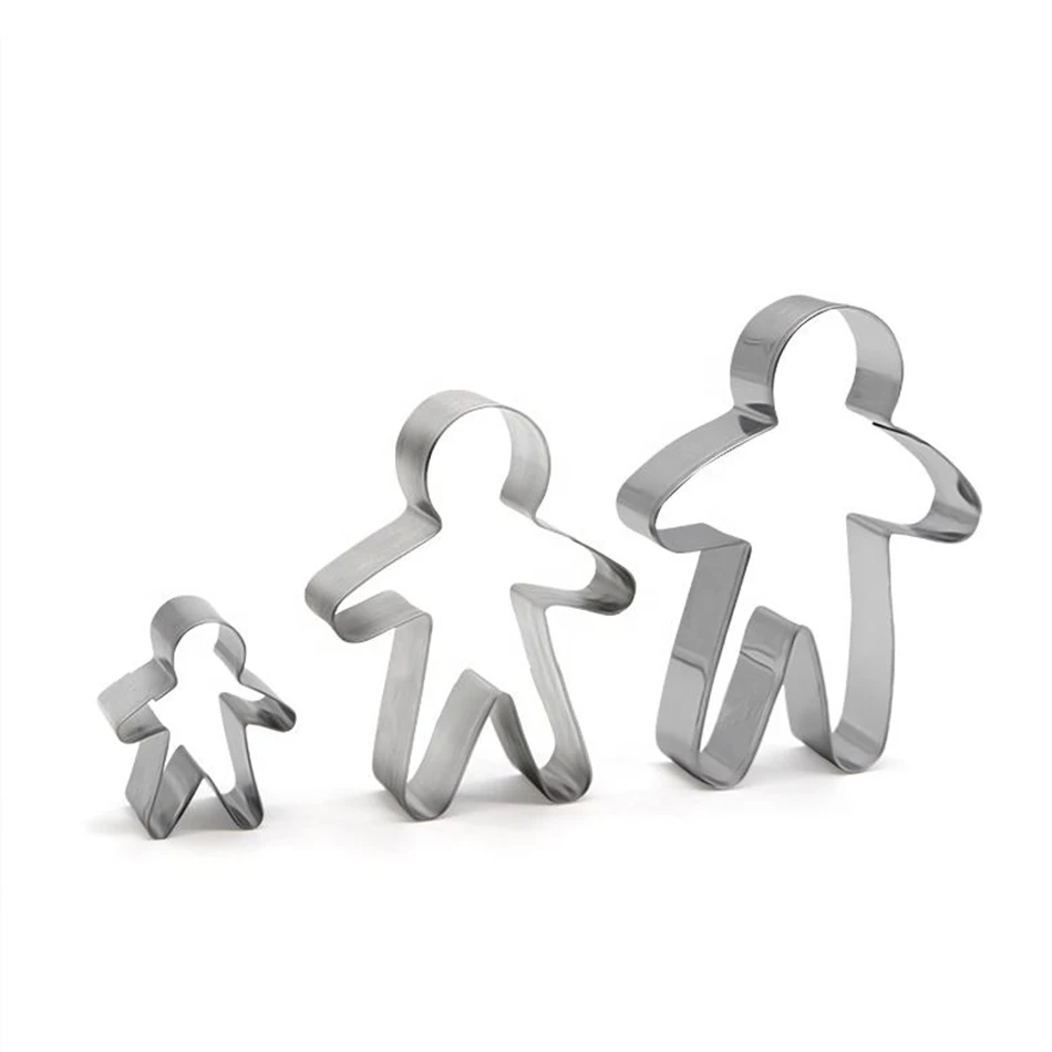 3Pcs Baking Diy Cake Tools Pastry Bread Decorating Stainless Steel 3D Christmas Ginger Gingerbread Man Cookie Cutter