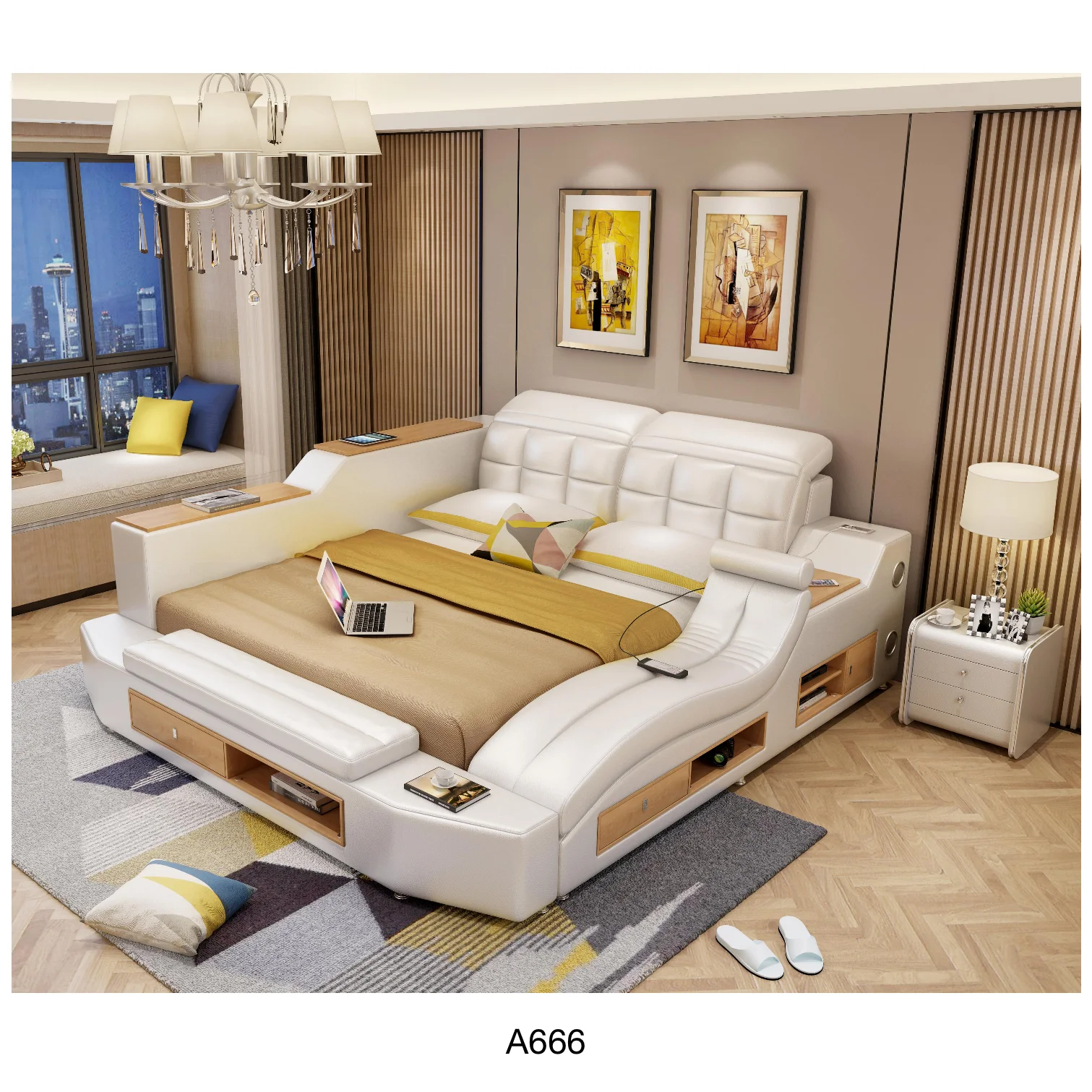 Wood Bedroom Set Furniture Room Double King Size Modern Bed Frame