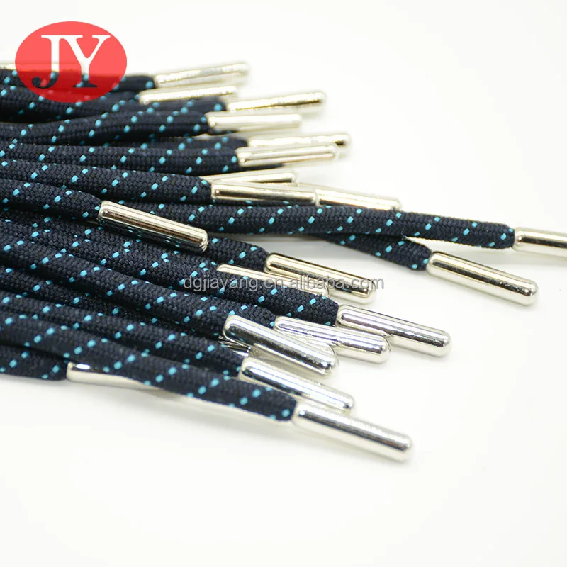 custom flat cotton rope with logo metal aglet tipping for sneaker shoelace hoodies sweater draw cord string