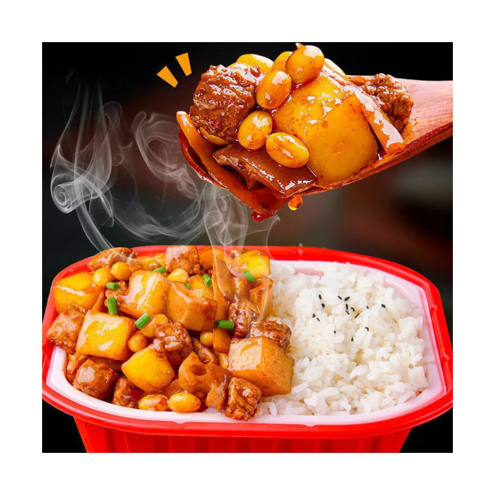 BBQ warmer serving portable oem sale cook halal hot pot 3r food frozen mre fishing Kung Pao Chicken meal self-heating  rice dish
