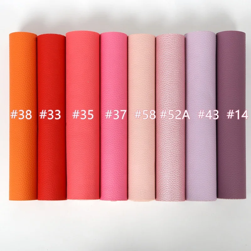 30CMx136CM Rolls Solid Color Lychee Grain Faux Leather Fabric For Bows Key Chains Phone Cases Litchi Leatherette