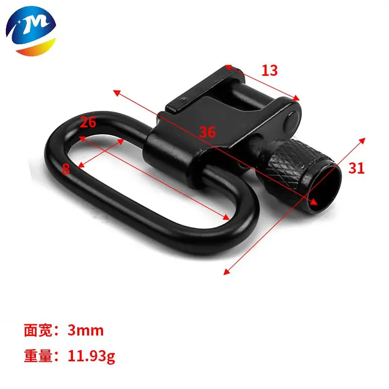 Outdoor Hunting Accessories 1 inch Detachable Sling Mount Ring metal Strap Buckles Kit black Sling Quick Detach Swivel