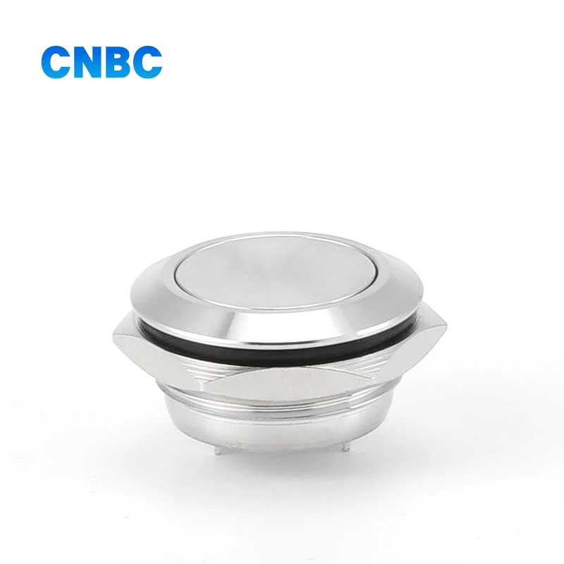 19 мм Мгновенный металлический кнопочный переключатель без подсветки с 2 контактами