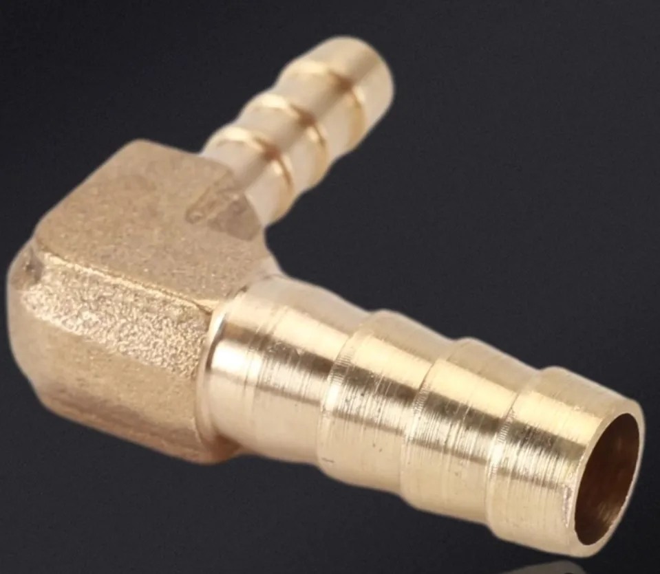 Brass Hose Barb Fitting  barbed ends  90 Degree Elbow Connector L Right Angle Barbed Fitting