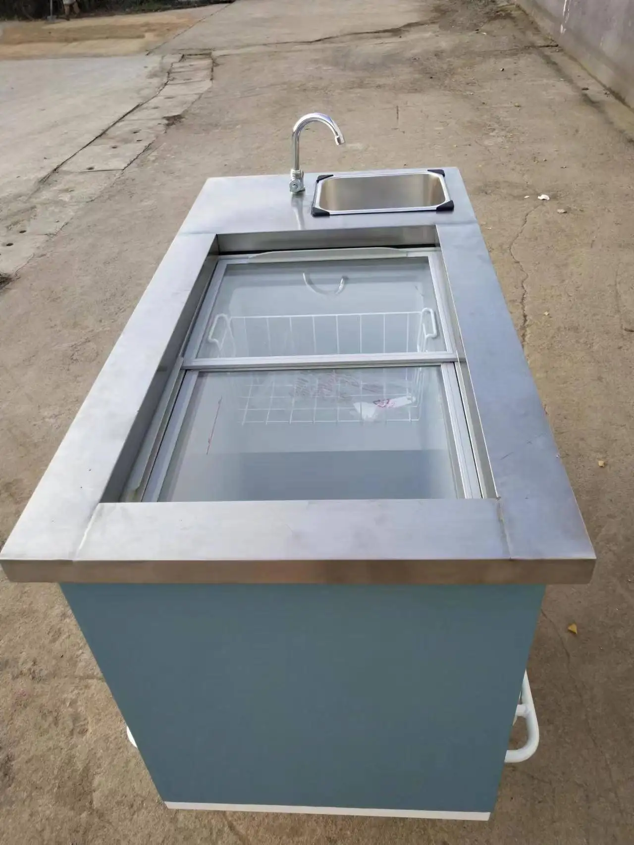 New arrival bike towing ice cream cart with sink street ice cream vending trailer for sale