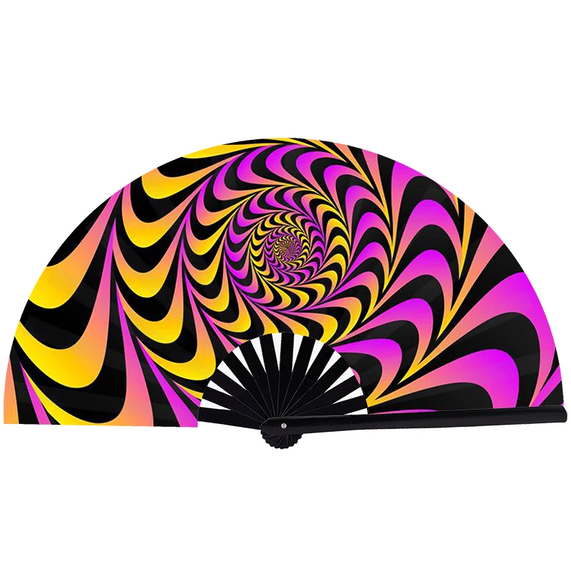 Personalized large UV reflective plastic bamboo hand fans party fan hand folding custom hand fan for concert