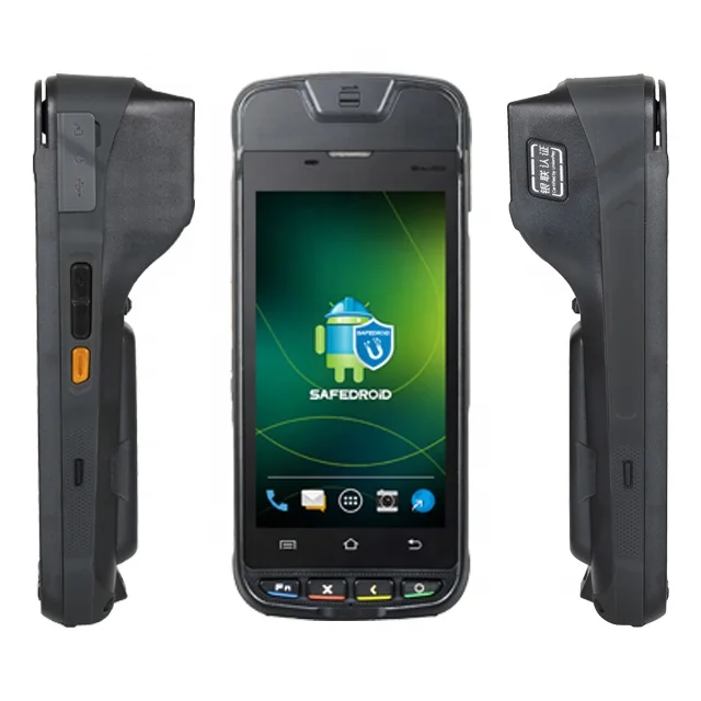 Removable 5000mAh battrry mobile payment device with 30/40mm OD thermal printer inside and 1d2d barcode scan sensor 5 ' screen