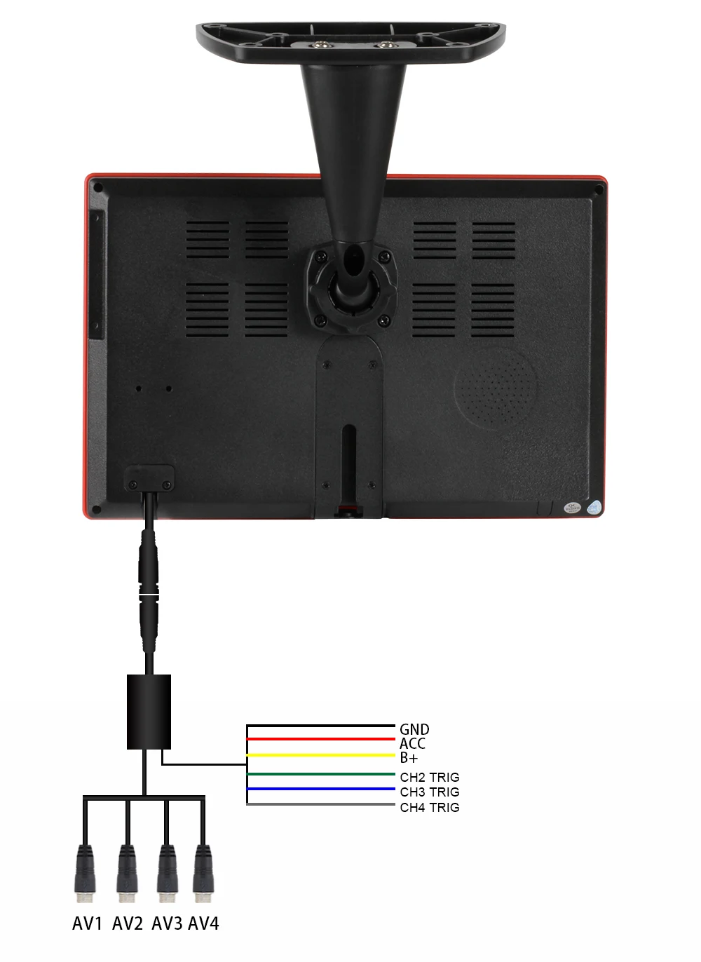 10inch 4ch Car Monitor for Auto 4 Split Car Screen Roof Mount Monitor Recorder AHD LCD Display for Truck Bus RV Rear View Camera