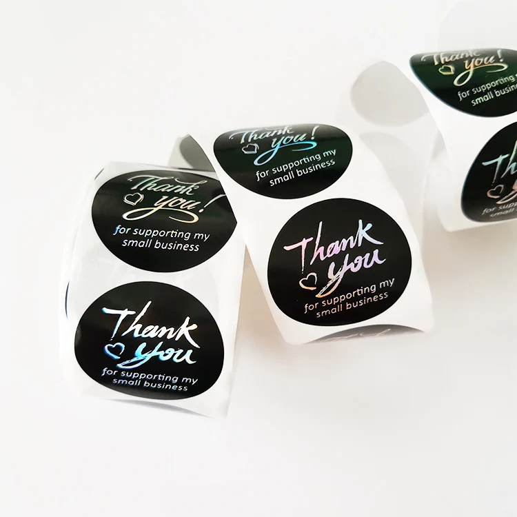 Stonedoing Printed 500pcs each Adhesive Roll Labels Package Use Custom Logo Thank You Round Label Sticker