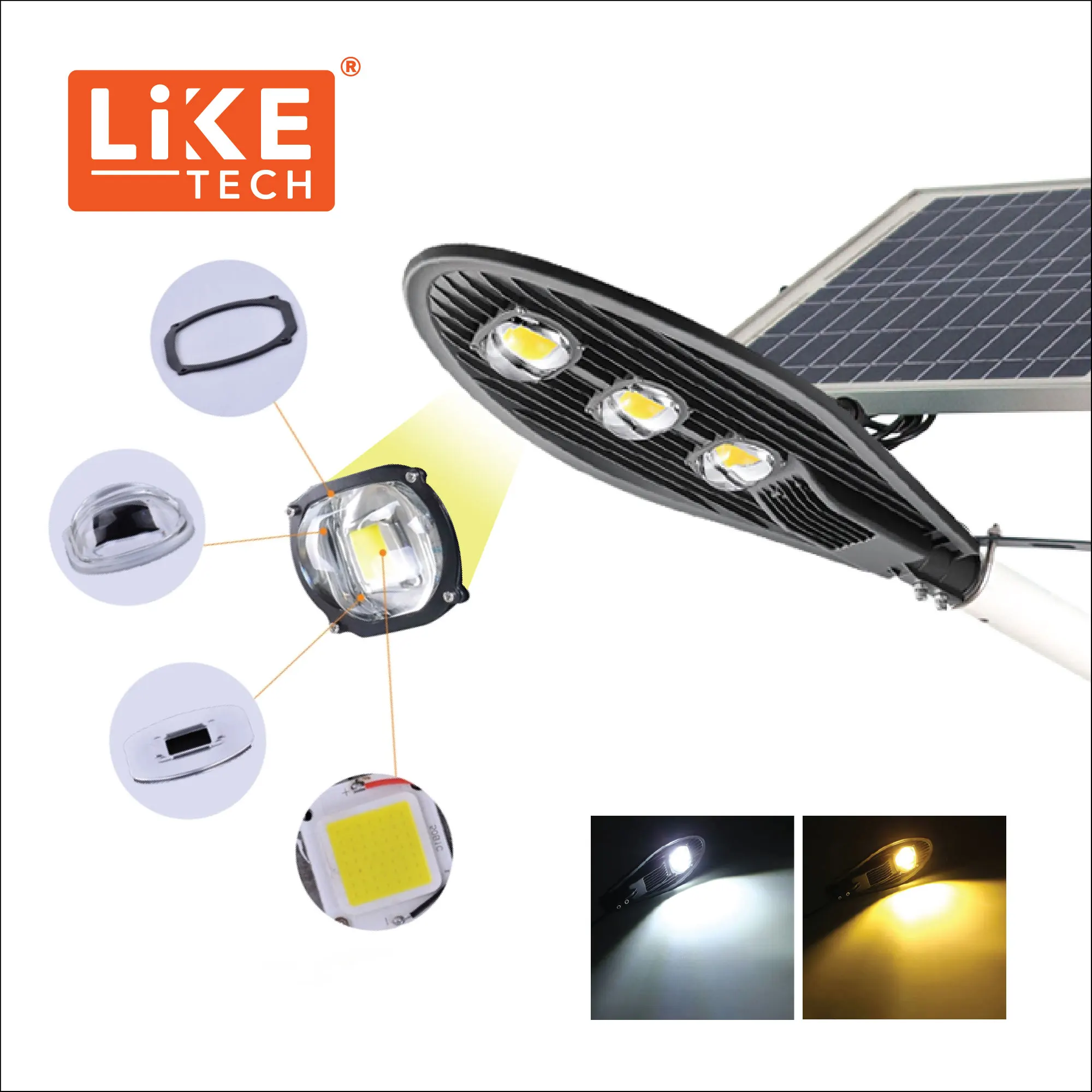 LikeTech Solar LED Light 100W200W300W400W500W IP65 New Lithium Iron Phosphate Battery Outdoor Lighting Solar Led Street Light