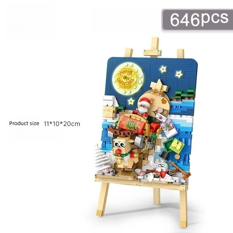 LOZ1296 Spring Train 3D Drawing Small Particle Building Block Assembly Toy Gift Decoration Handmade Assembly