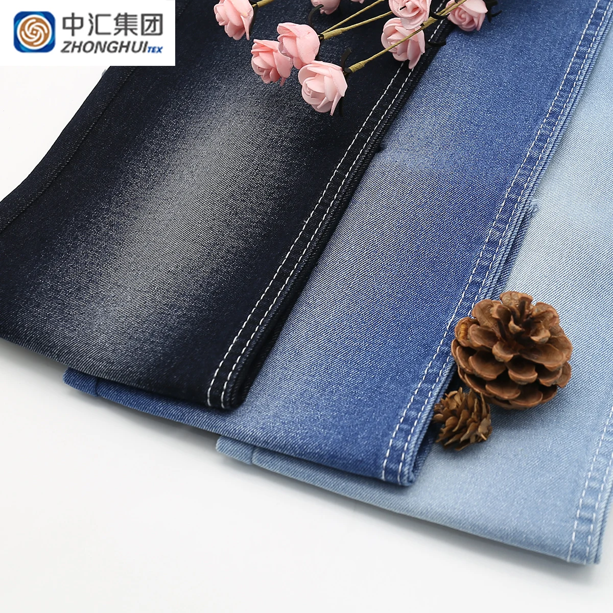 Competitive 10s Sluby Stretch Terylene Rayon Cotton Polyester Blend Twill Denim Jean Fabric