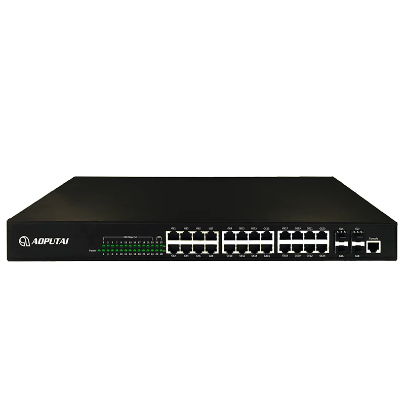 4 10/100/1000M port 24 gigabit RJ45 port 192G managed l2 optical switch