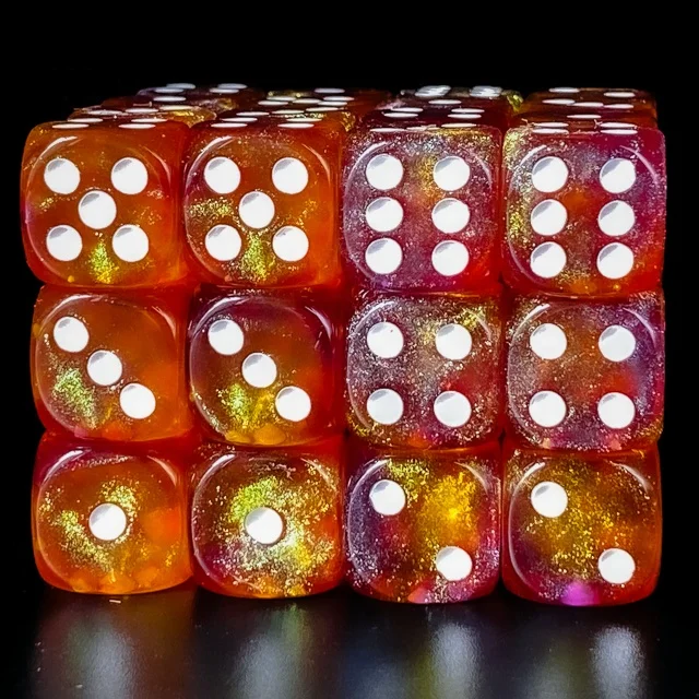  Arcylic 16MM Pip D6 Glitter Dice for DND Gambling Casinos