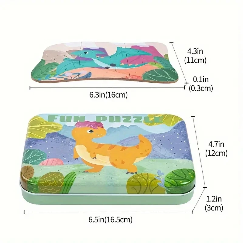 5-in-1 Dinosaur Jigsaw Puzzles With Iron Storage Box For Boys Girls Children Christmas Holiday Gifts