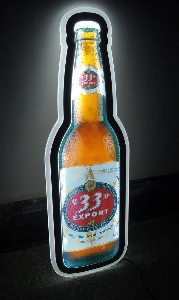 customize popular plug supply power Acrylic Bottle Shape wall mount super slim acrylic sign with full color printing logo