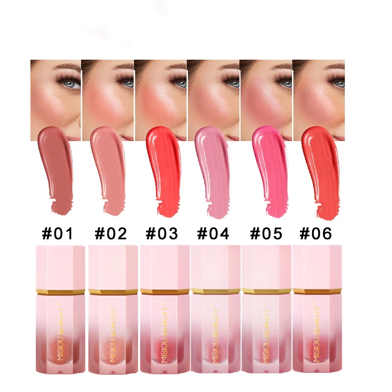 New Arrival Face Makeup Soft Sponge Tip Pigmented Blusher Long Lasting Vegan Matte Cheek Tint Dewy Liquid Blush Waterproof 50g