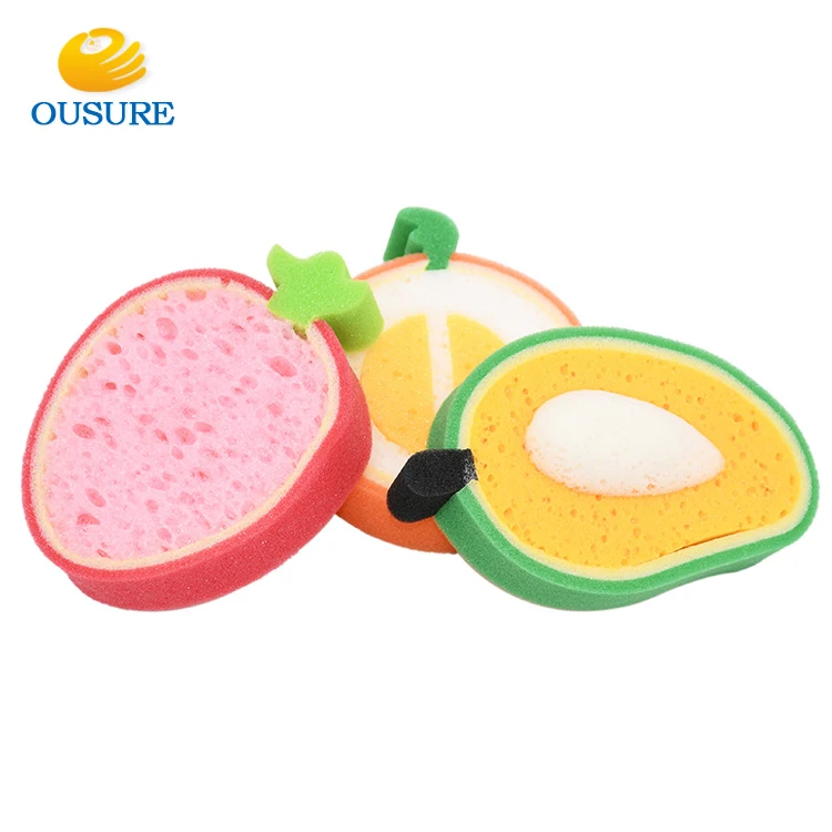 Cute Fruit shape sponge washing dishes sponge washing brush washing cloth Household Cleaning Tools