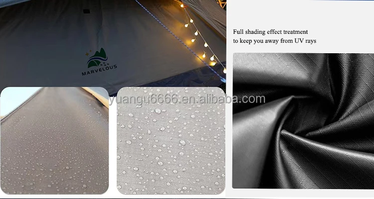 Yuangu Manufactory Outdoor camping convenient large pyramid for 4-6 people double layer hooded peaked tent